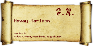 Havay Mariann névjegykártya
